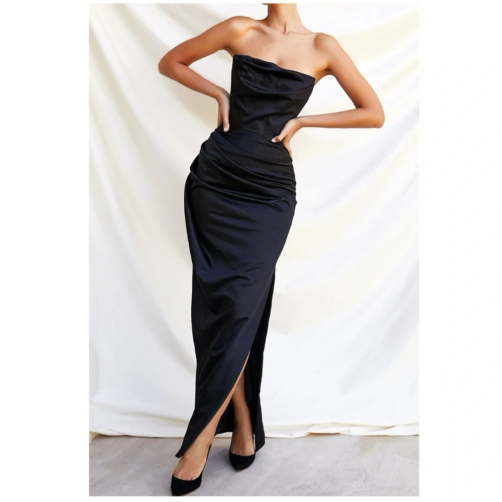 House of CB Strapless Black Maxi Dress
